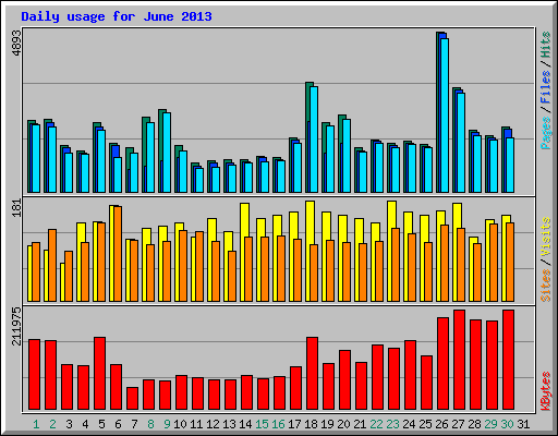 Daily usage for June 2013