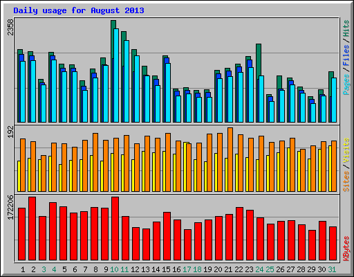 Daily usage for August 2013