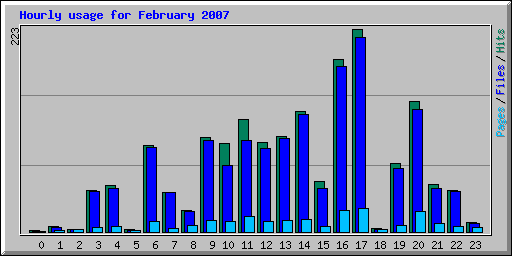 Hourly usage for February 2007