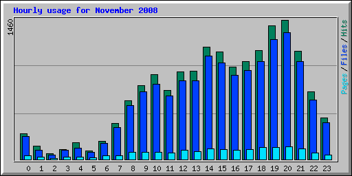 Hourly usage for November 2008