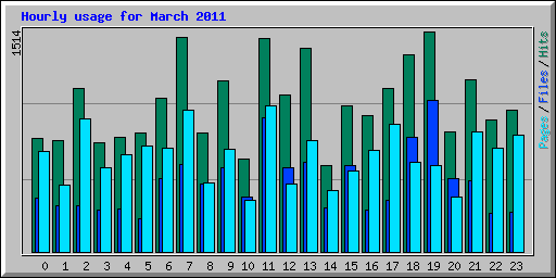 Hourly usage for March 2011