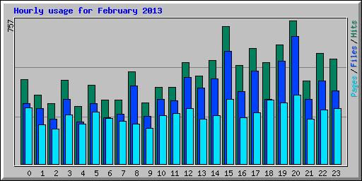 Hourly usage for February 2013