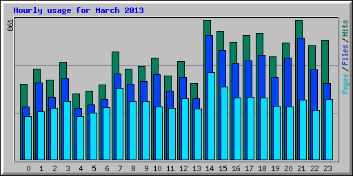 Hourly usage for March 2013